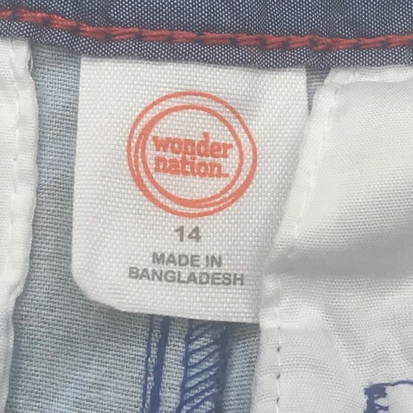 Wonder Nation Boy's Size 14 Adjustable Waist Flat Front Short Blue Palm Leaf New - Picture 5 of 13